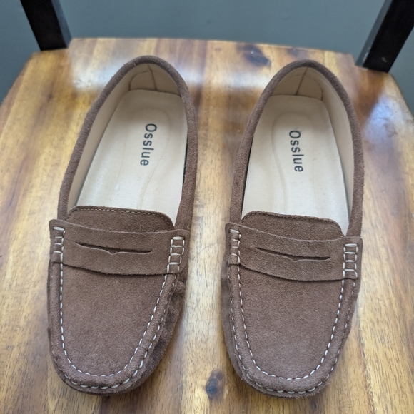 osslue Shoes - Osslue Moccasin Driving Shoe Leather Suede Brown Size 8.5